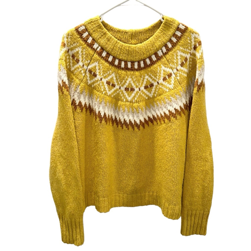 American Eagle Mustard Yellow Nordic Print Sweater